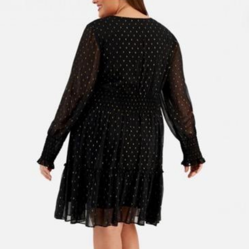 NWT TAYLOR | Clip Dot Fit & Flare Smocked Dress - Picture 4 of 9